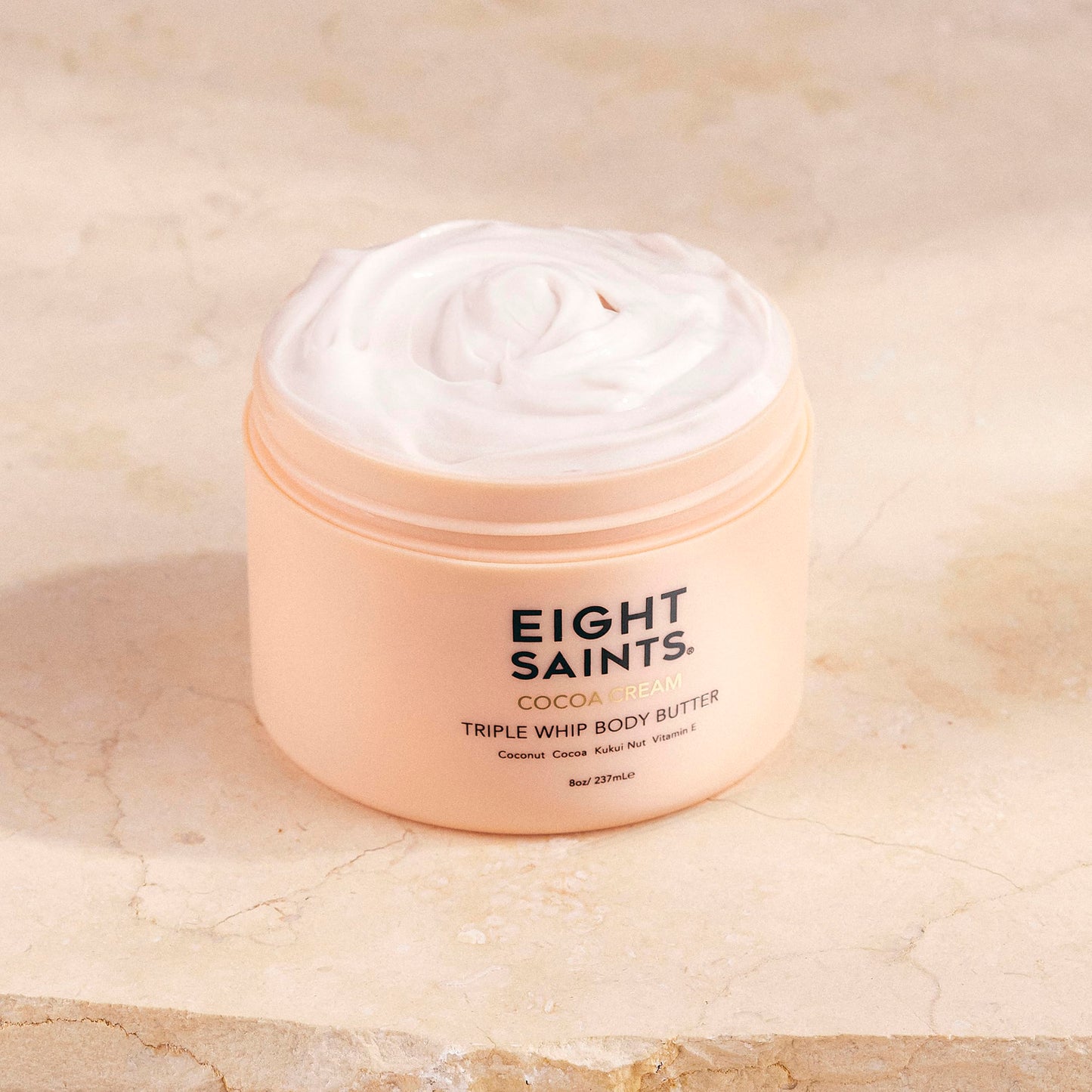 Eight Saints Cocoa Creme Body Butter, Body Cream With Coconut Oil, Cocoa, and Kukui Nut, Intense Hydration and Nourishing Moisturizer, 8 Ounces