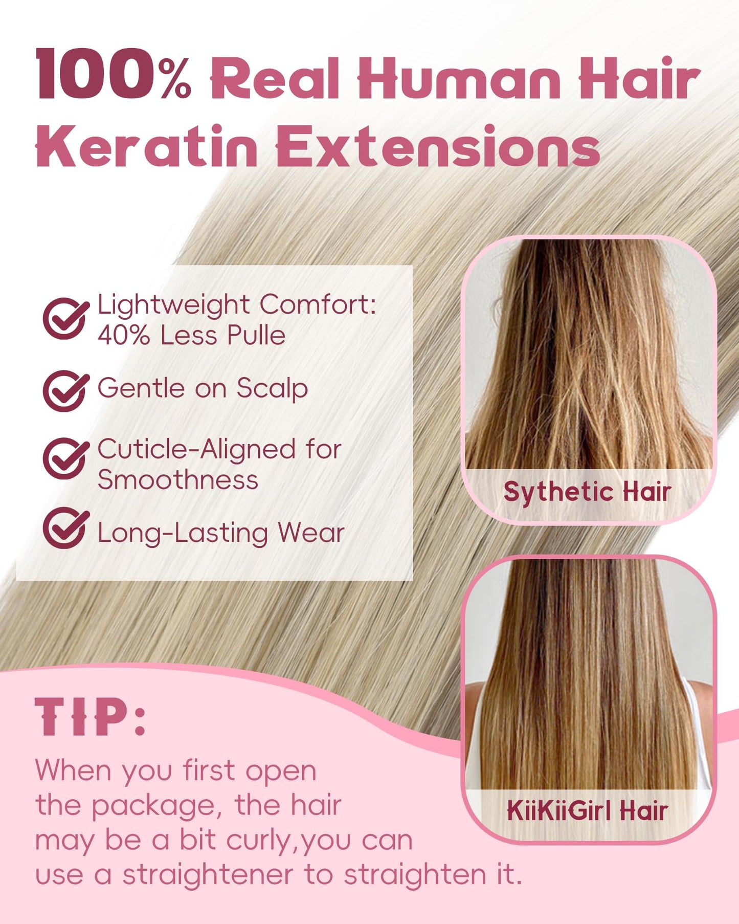 KiiKiiGirl Microlink Hair Extensions Human Hair,14 Inch #16/60 Blonde Highlight Golden Mixed Grayish Brown Micro Loop Microbead Micro Link Hair Extensions Human Hair Invisible Straight 30g/43s