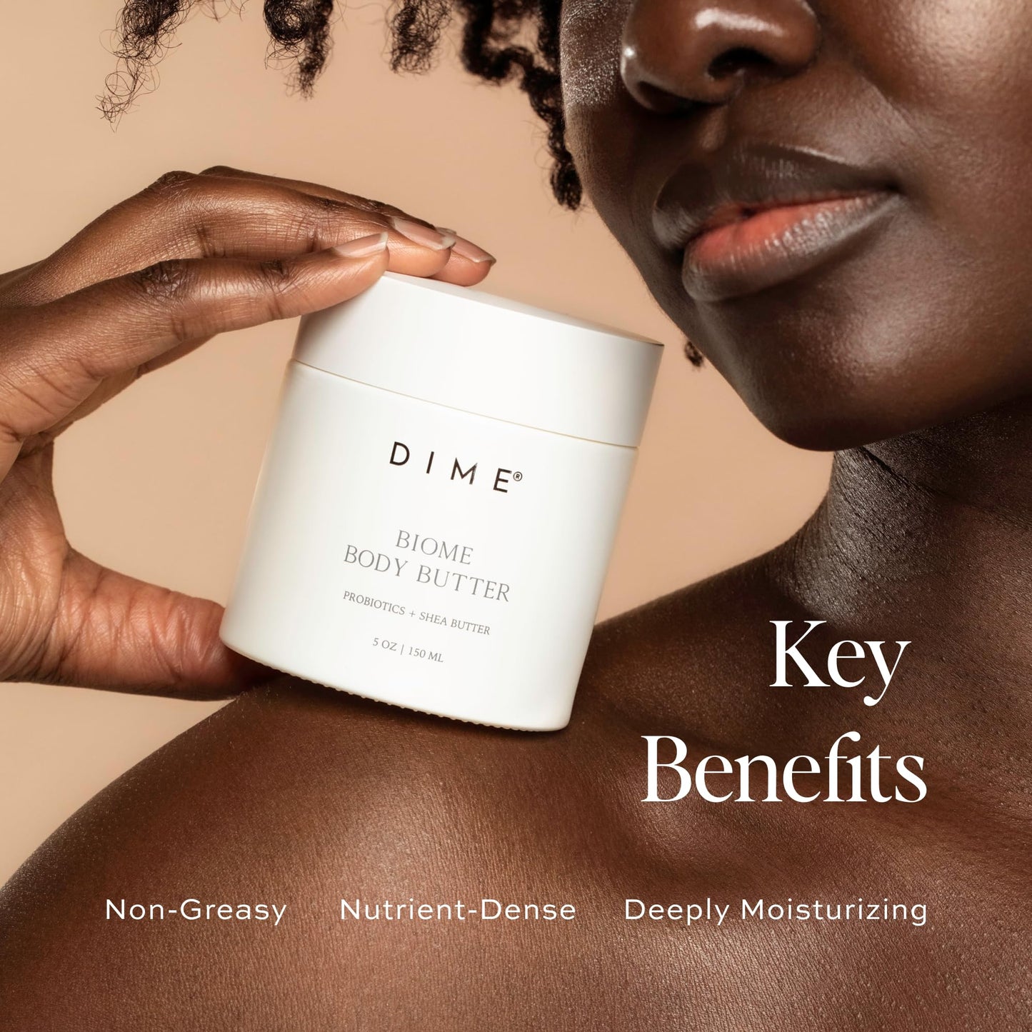 DIME Beauty Biome Body Butter - Probiotic Hydrating Body Cream for Dry Skin with Shea Butter, Squalane and Lactococcus Ferment, Non-Greasy Body Moisturizer, Vegan Cruelty-Free, 5 oz / 150 ml