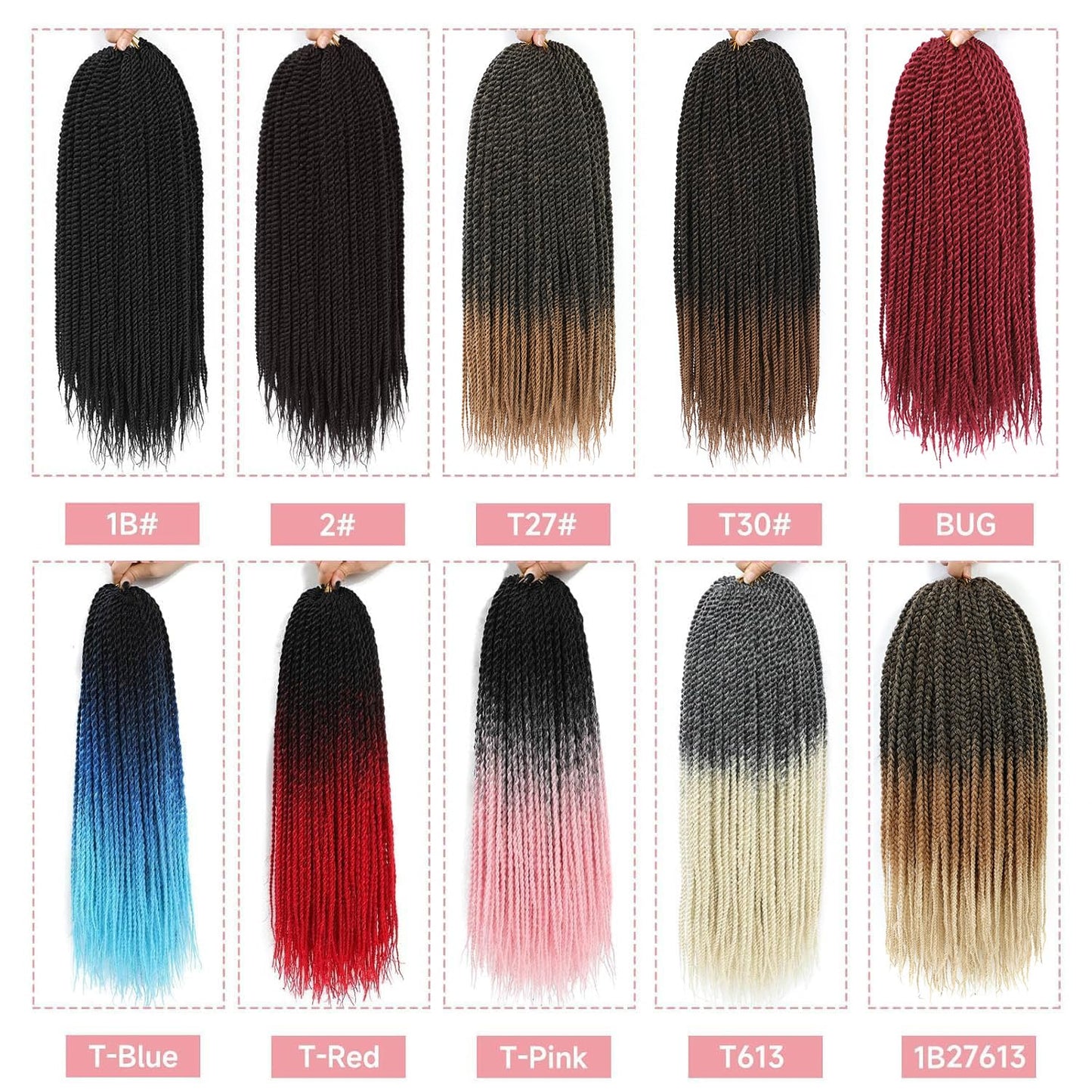 Senegalese Twist Crochet Hair-8 Packs 12 Inch,1B#
