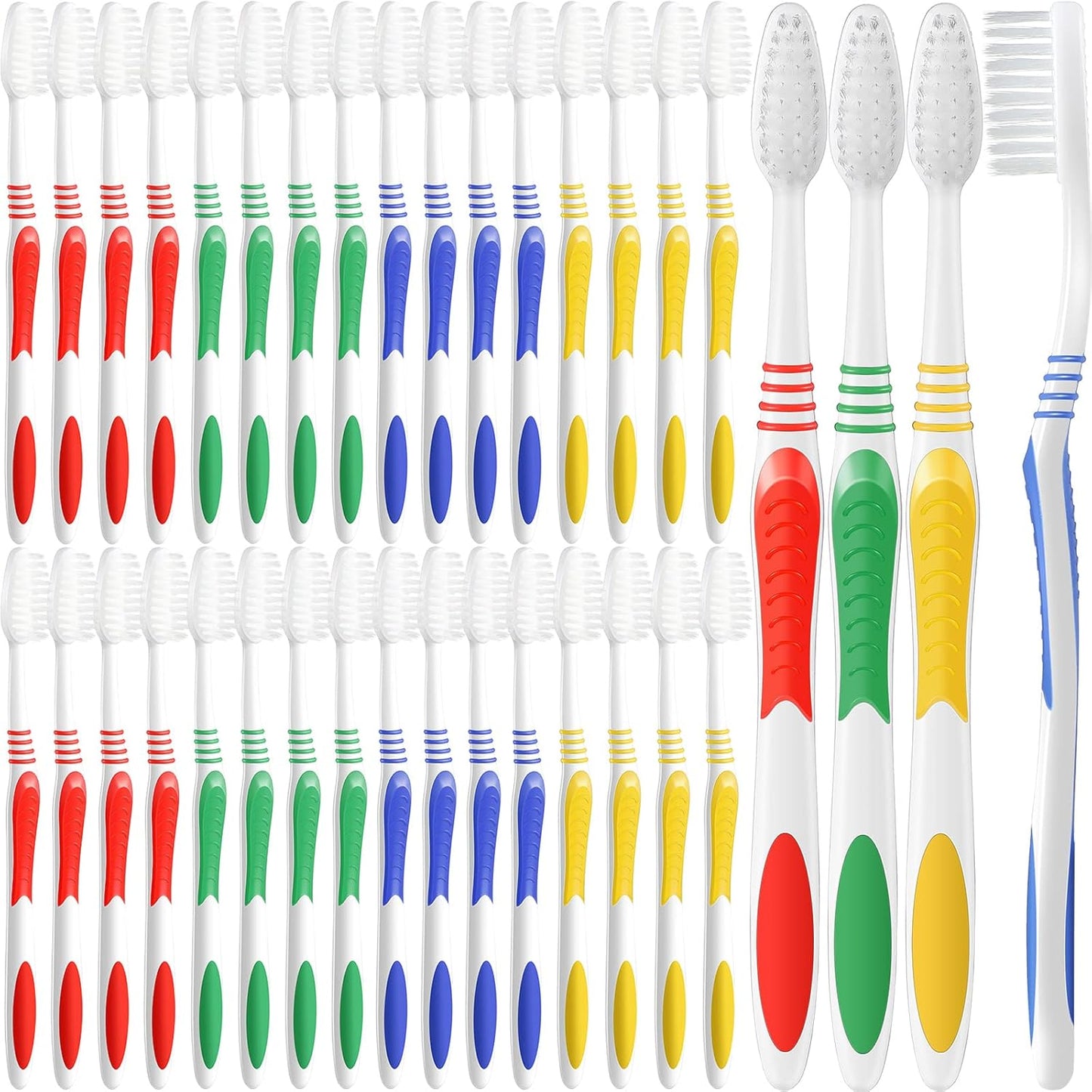 Honeydak Disposable Toothbrushes - 200 Packs of Soft Bristle Travel Toothbrushes | Individually Wrapped, Multicolor