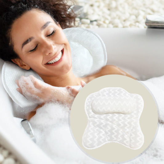 Bath Pillows for Tub, Bath Pillow Luxury Bathtub Pillow for Head and Neck Support, Soft Air Mesh Bath Tub Pillow with Non Slip Suction Cups,Great Gifts Bathtub Accessories,White