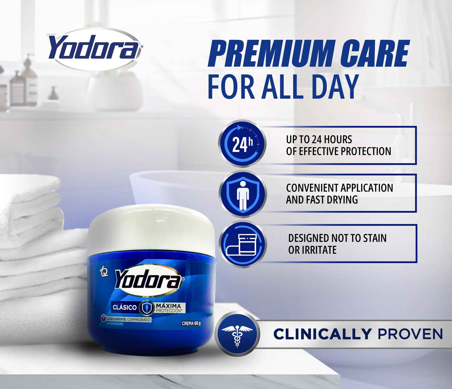 Two-pack for long-lasting freshness 60 gr - Yodora Clásico Cream Deodorant – Gentle Formula Formula for Sensitive Skin – Hydrating and Vegan Deodorant – 24-Hour Protection.