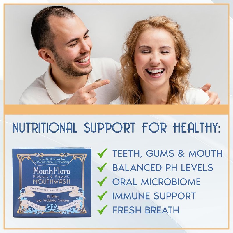 Probiotic & Prebiotic Mouthwash for Adults - Dry Mouth & Oral Thrush Relief | 30 Pack