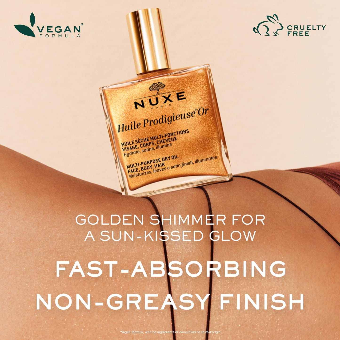 NUXE Huile Prodigieuse Shimmer Dry Oil With 7 Botanical Oils for Radiant Glow & Hydration for Face, Body & Hair, 1.6 Fl Oz