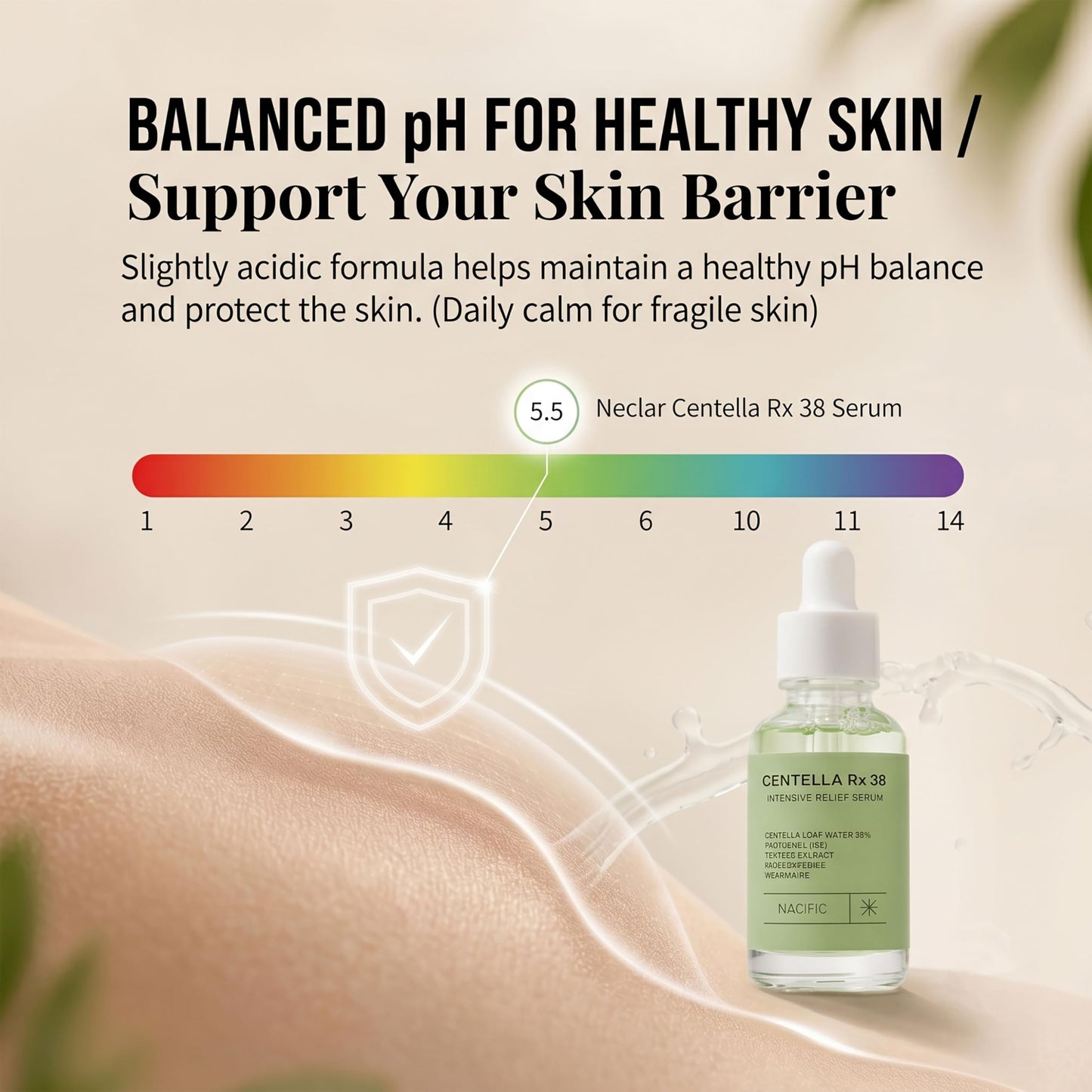 Korean Centella Asiatica Serum - Redness Corrector for Face - 38% Cica Leaf Water and Madecassoside - Ph Balanced - Barrier Support - Lightweight Calming - Rosacea Skincare - Centella Ampoule