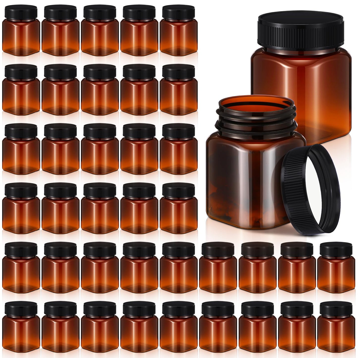Tanlade 40 Pcs 4 oz Plastic Jars with Lids Round Cosmetic Containers Refillable Containers for Powder Liquid Food Storage Kitchen Cosmetic Lotion Ointments Creams Essential Oil (Amber)