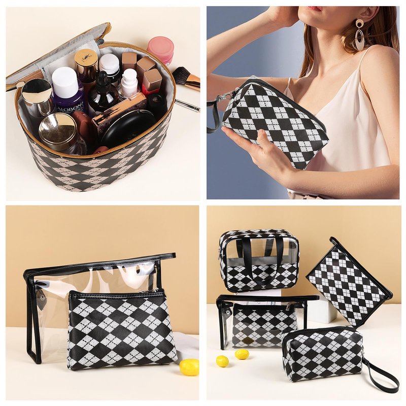 jiffordwind Makeup Bag 4 Pcs Waterproof Cosmetic Bag Set Portable Travel Cosmetic Bag Multifunction Organizer Storage Bag Toiletry Bag forWomen and Girls (BLACK)