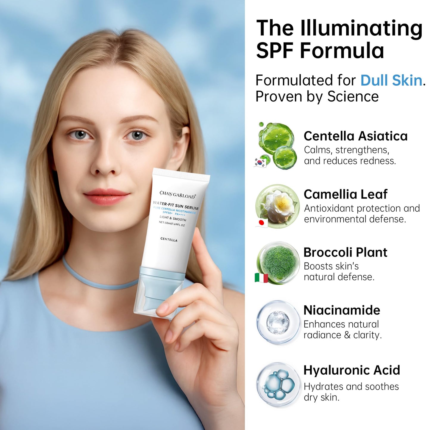 Korean Sunscreen for Face & Body – SPF 50+ Madagascar Centella Mineral Sunblock with Tinted Moisturizer, Hyaluronic Acid & Niacinamide, Lightweight & Hydrating Korean Skin Care, 50ml