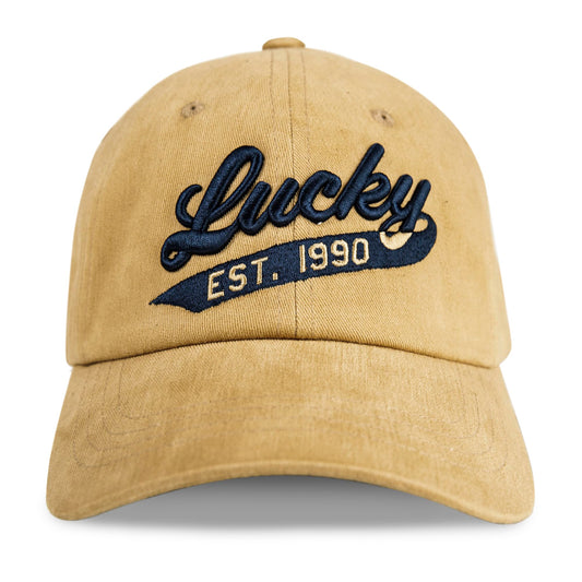 Lucky Brand Cotton Baseball Cap with Adjustable Straps for Men and Women (One Size Fits Most), 1990 Embroidered-Gold