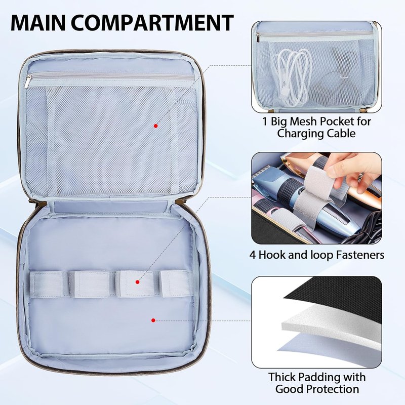 Double Layer Hair Clipper Travel Case - Barber Organizer for Ufree, Wahl, Andis, Osterpro | Durable Storage Bag