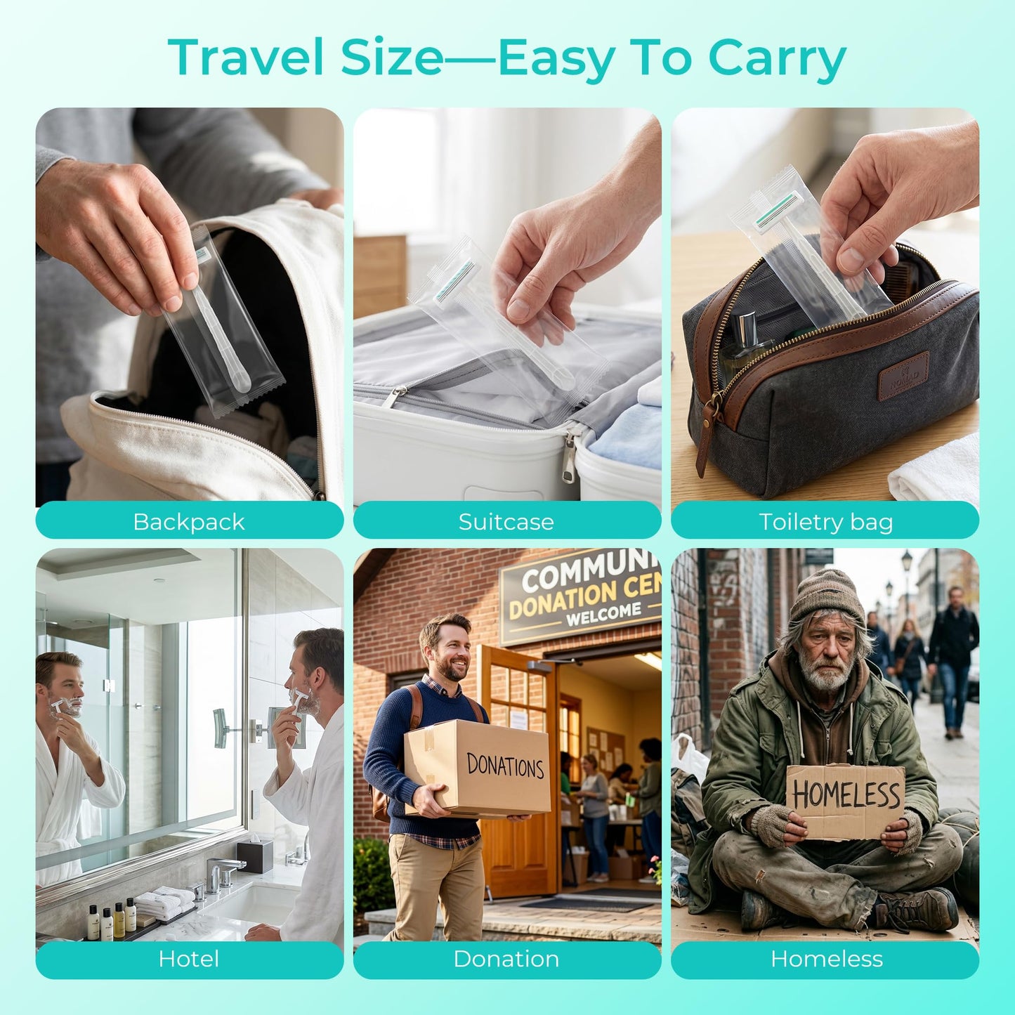 Disposable Razors, White Bulk Razors With Knife Caps, Individually Packaged, Razors In Bulk Suitable For Hotels, Shelters, Homeless People, Nursing Homes, Charities, Churches (100-PACK)