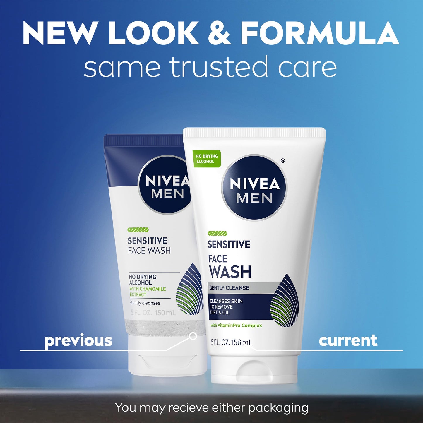 NIVEA MEN Sensitive Face Wash with Vitamin E and Chamomile Extract, No Drying Alcohol, Gentle Face Wash for Men with Sensitive Skin, 5 Fl Oz Tube