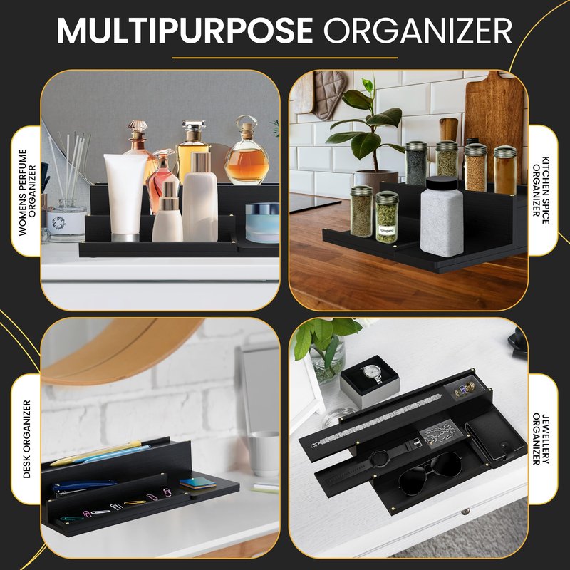 Cologne Organizer for Men - 3-Tier Solid Wood Cologne Stand with Hidden Compartments, Multi-Purpose Perfume Organizer and Display Shelf for Organizing Accessories, Ideal Gift for Men, Anniversary Gift
