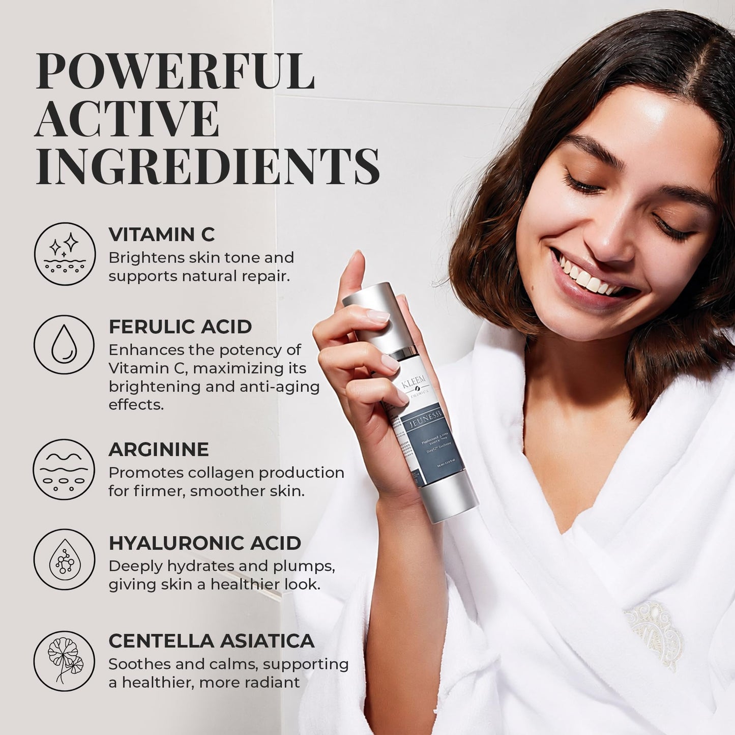 Kleem Anti Aging Vitamin C Serum for Face - Brightening Serum for Dark Spots, Age Spots, Wrinkles & Sun Damage - Face Serum with Hyaluronic Acid, Vitamin E & Aloe Vera - 1.7oz
