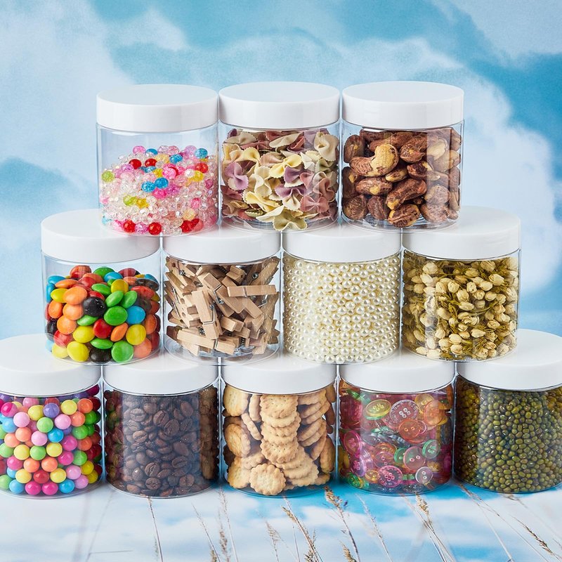 48 Pack 6 Oz Plastic Jars with White Lids, 6oz Small Plastic Containers with Lids for Cosmetic Makeup Beauty Products, Slime, Sample, Travel, BPA Free | Wide Mouth | Refillable