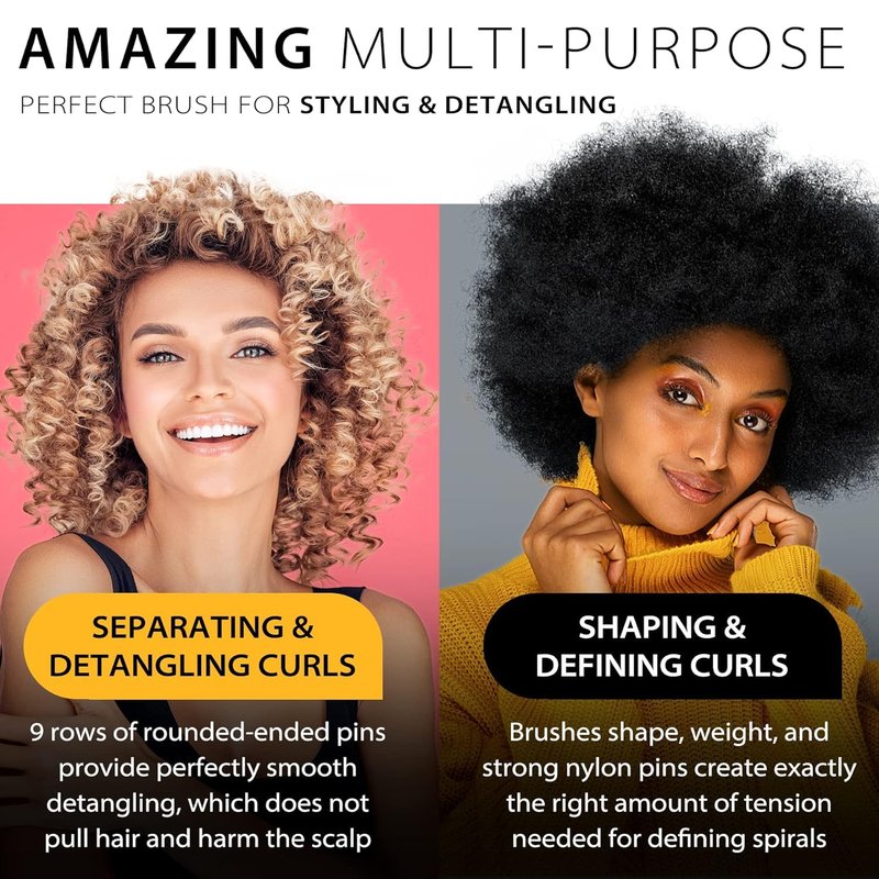 Curly Hair Brush for Women Men Curl Defining Hairbrush Small Mini Detangler Edge Combs Barber Styling Tools Travel Accessories Cruise Ship Essential 2028 Beach Vacation Must Have Gift