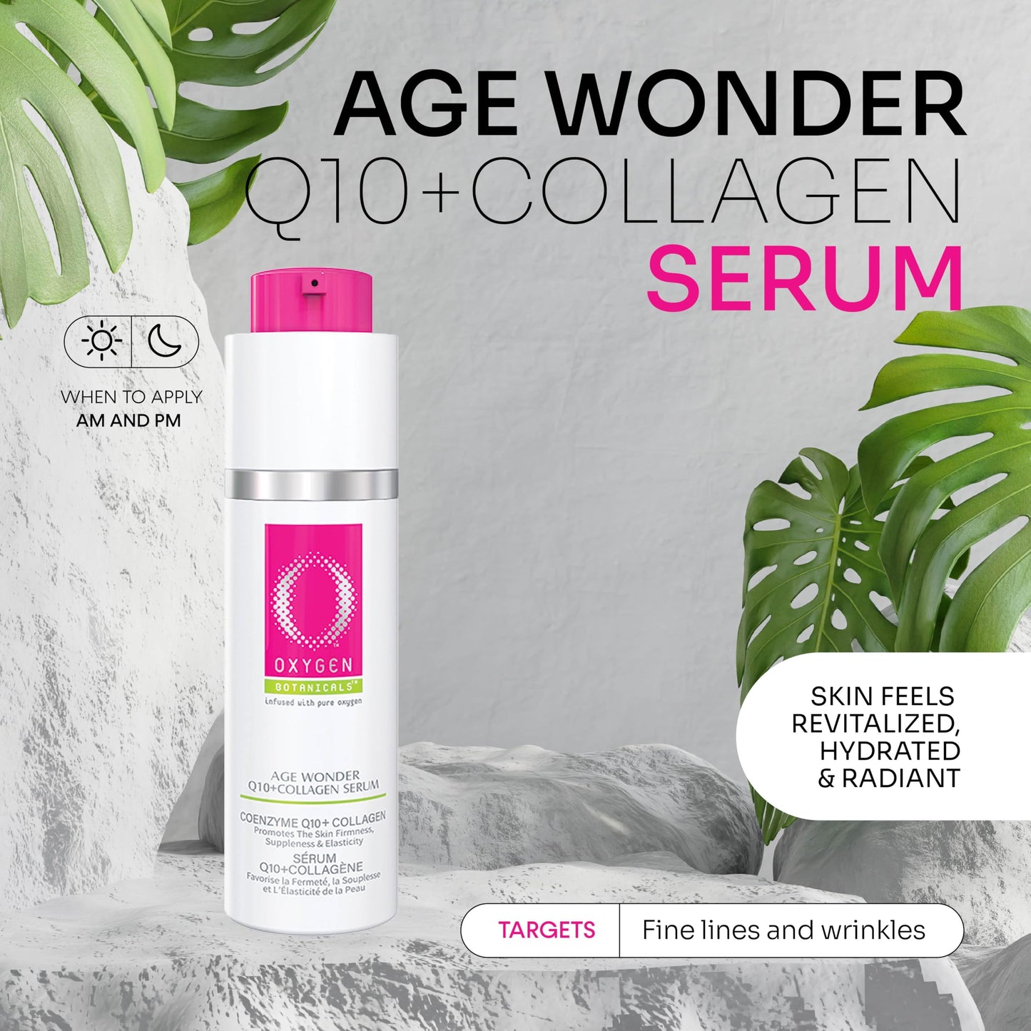 Oxygen Botanicals Age Wonder Q10+Collagen Serum-cell renewal, visible rejuvenation, anti-wrinkle, elasticity improvement-30ml (Collagen Serum)