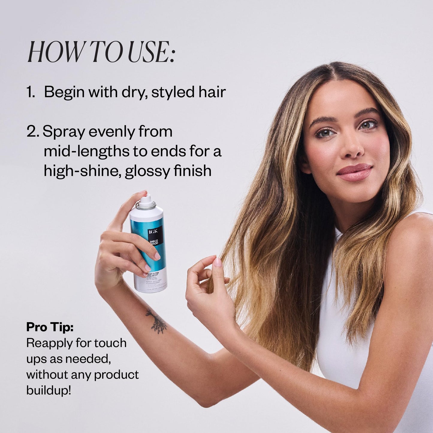 IGK Disco Disco Clear Gloss Shine Spray | Weightless Glassy Shine with a Soft Non-Greasy Finish | UV Protection Finishing Spray | 5.3 Oz