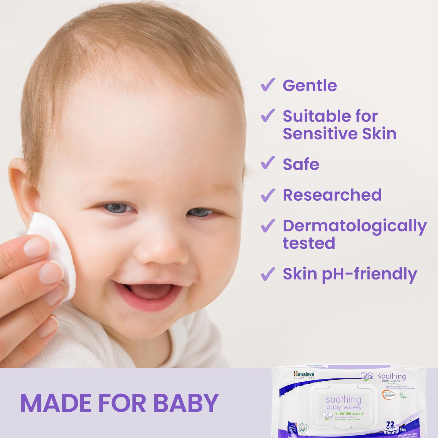 Himalaya Soothing Baby Calming Wipes for Soft, Clean, and Sensitive Skin, 72 wipes, 6 pack (432 Count)