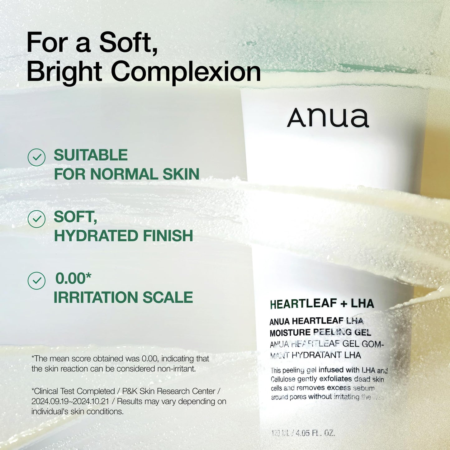 Anua Heartleaf LHA Moisture Peeling Gel, Gentle Exfoliation, Hydrating Facial Peel, Pore Care, Dead Skin Removal, Natural Cellulose, Soothing & Exfoliating for Normal Skin, Korean Skincare, 4.05 fl oz