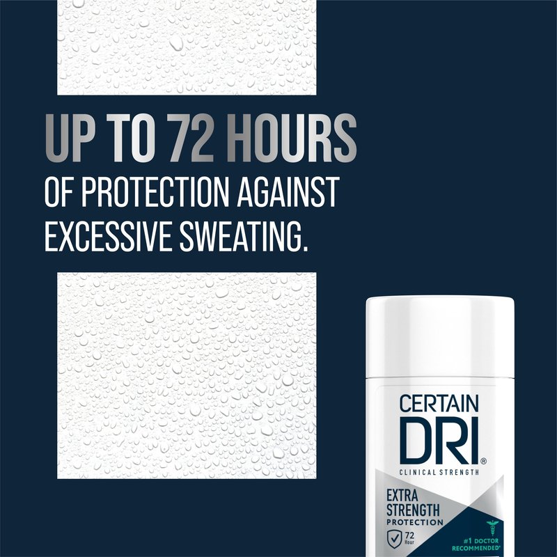 Certain Dri Extra Strength Clinical Antiperspirant - 72-Hour Sweat & Odor Protection for Excessive Sweating - Maximum Strength Deodorant for Men & Women, Powder Fresh Scent - 1.7 oz (3 Pack)