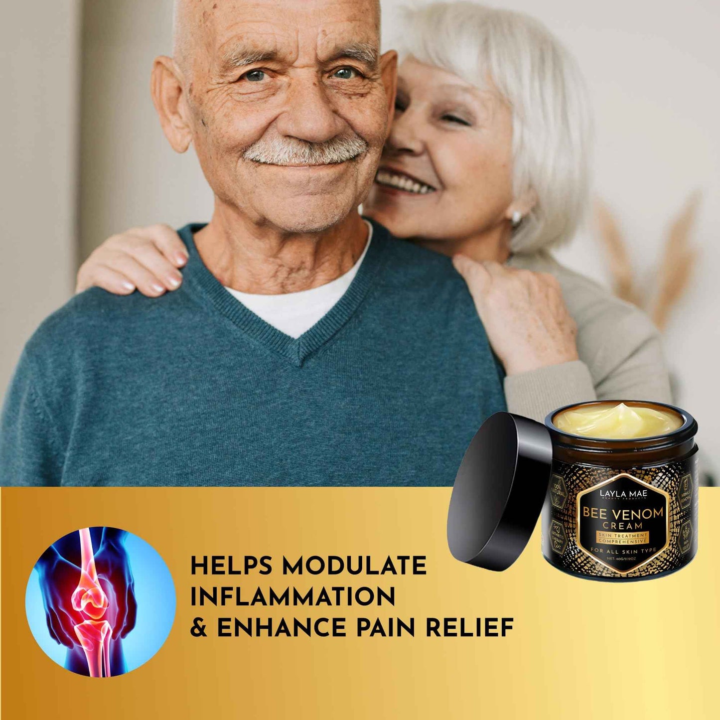 Layla Mae Bee Venom Skin Treatment Cream - Wrinkle Care Face Lift & Firming Muscle & Joint Wellness Body Pain Support Cream - Natural Care for Skin Imperfection