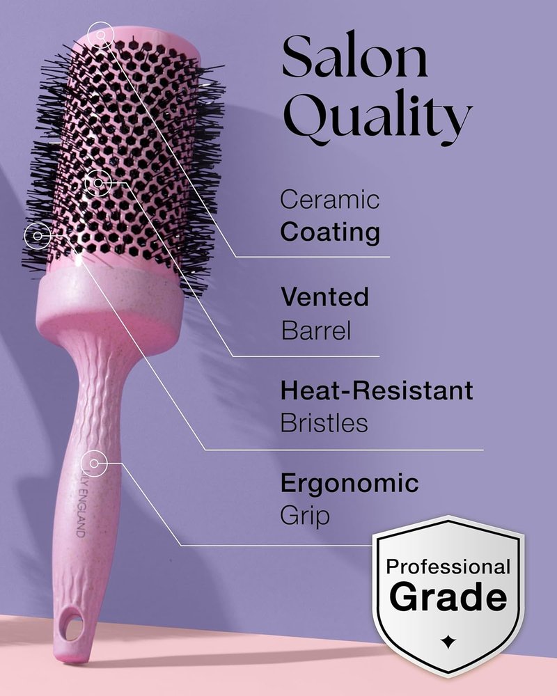Round Blow Dry Brush Set for Women - Voluminous Blowouts | Ceramic Ionic Technology - Luxury Gift (Pink)