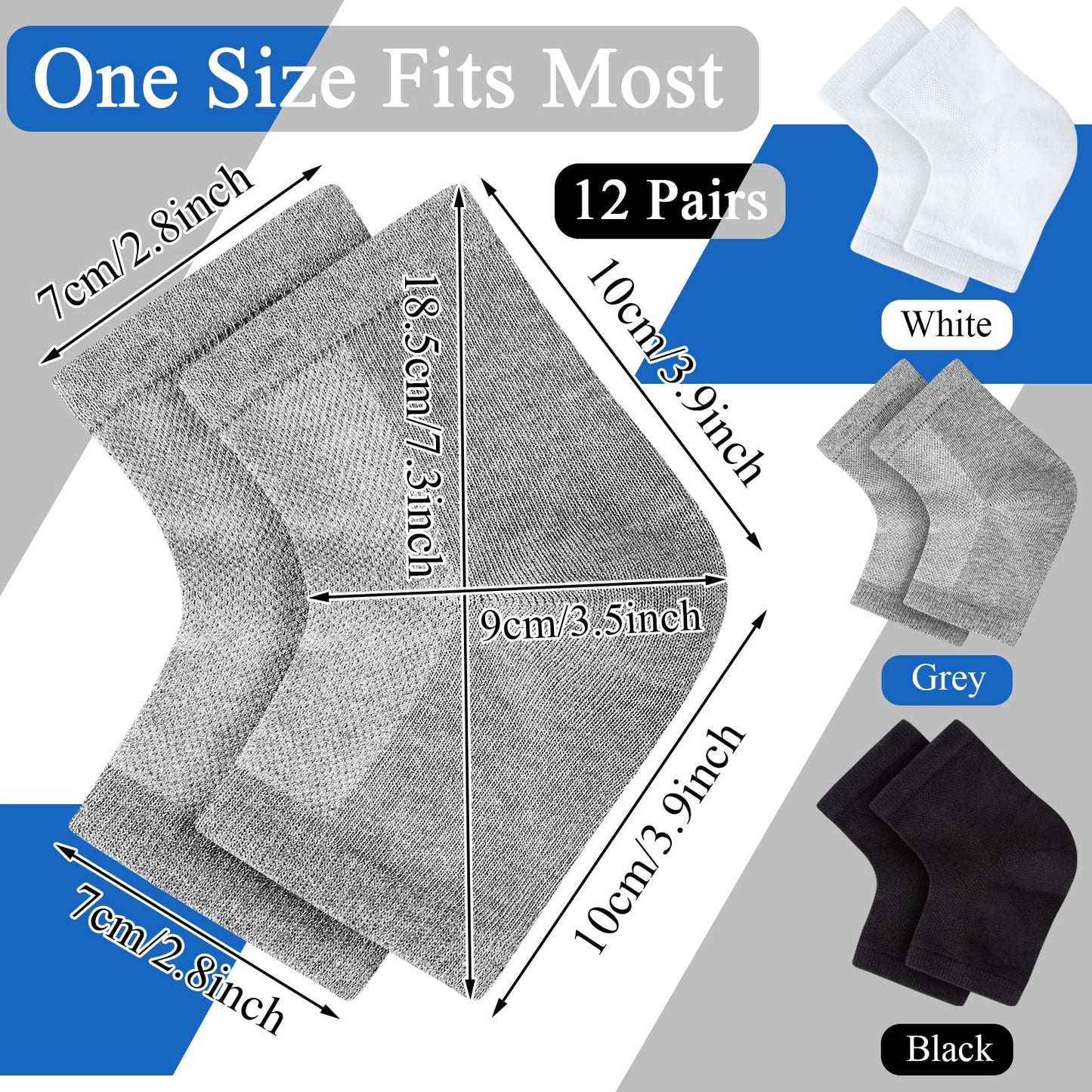 Moisturizing Socks,12 Pairs toeless Socks for Women for Dry Cracked Heel Treatment,Cracked Heel,msilicone Socks for Women