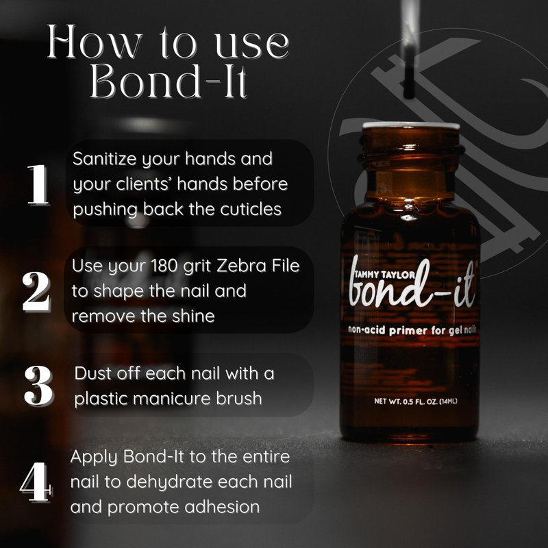 Tammy Taylor Bond It Acrylic Nail Primer, Acid Free Gel Nail Care for Semi Cured Gel Nail Strips, Acrylic Powder and Nail Polish, Professional Salon Quality Nail Prep for Healthy, Strong Nails.