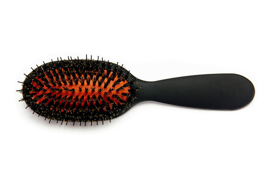 SRILabs Polish Bristle Brush – Anti-Breakage Boar & Nylon Bristles for Increased Shine, Rejuvenates Damaged Hair, Copper Ceramic Barrel, Encourages Hair Growth, Easy Grip & Ultralight (Travel)