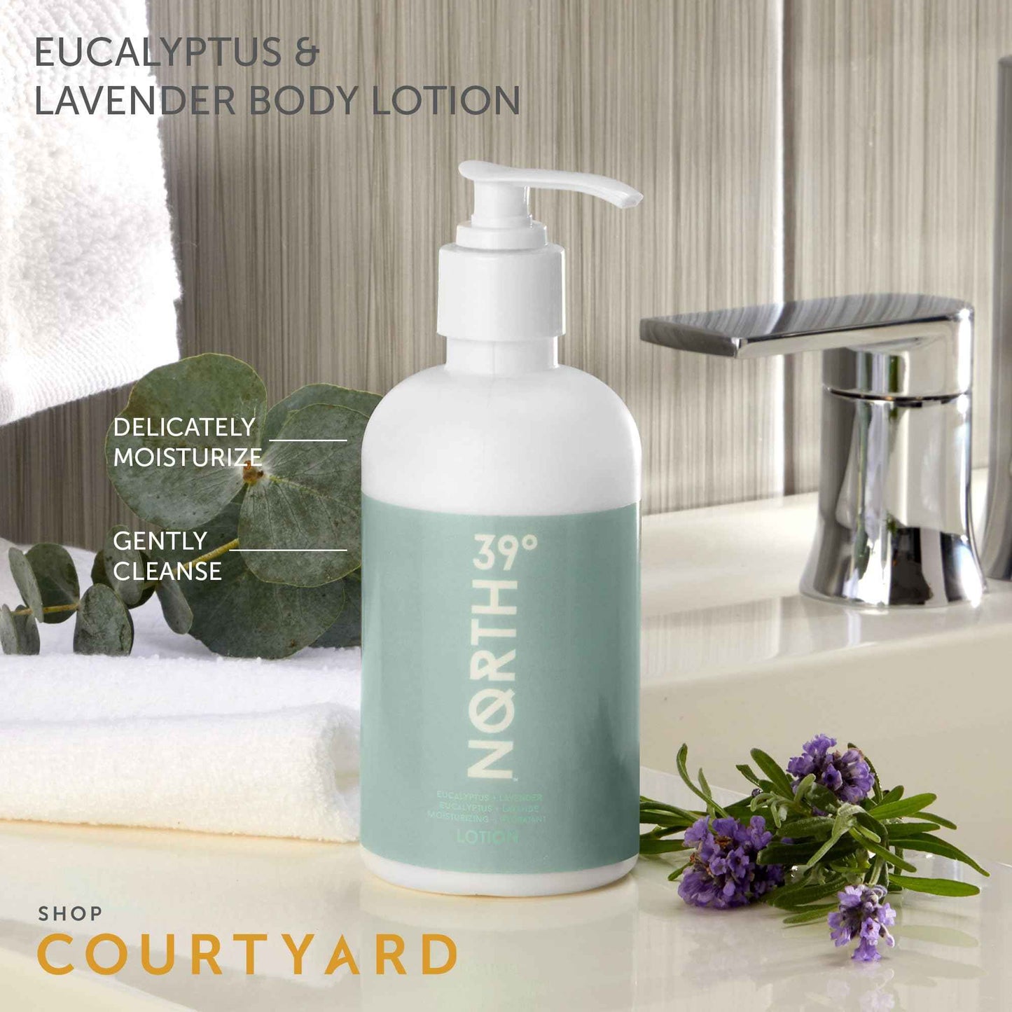 39° North Body Lotion - Eucalyptus & Lavender Scent - Featured in Courtyard by Marriott and Residence Inn Hotels - Hydrating & Moisturizing - All Natural Body Lotion - 8.5oz