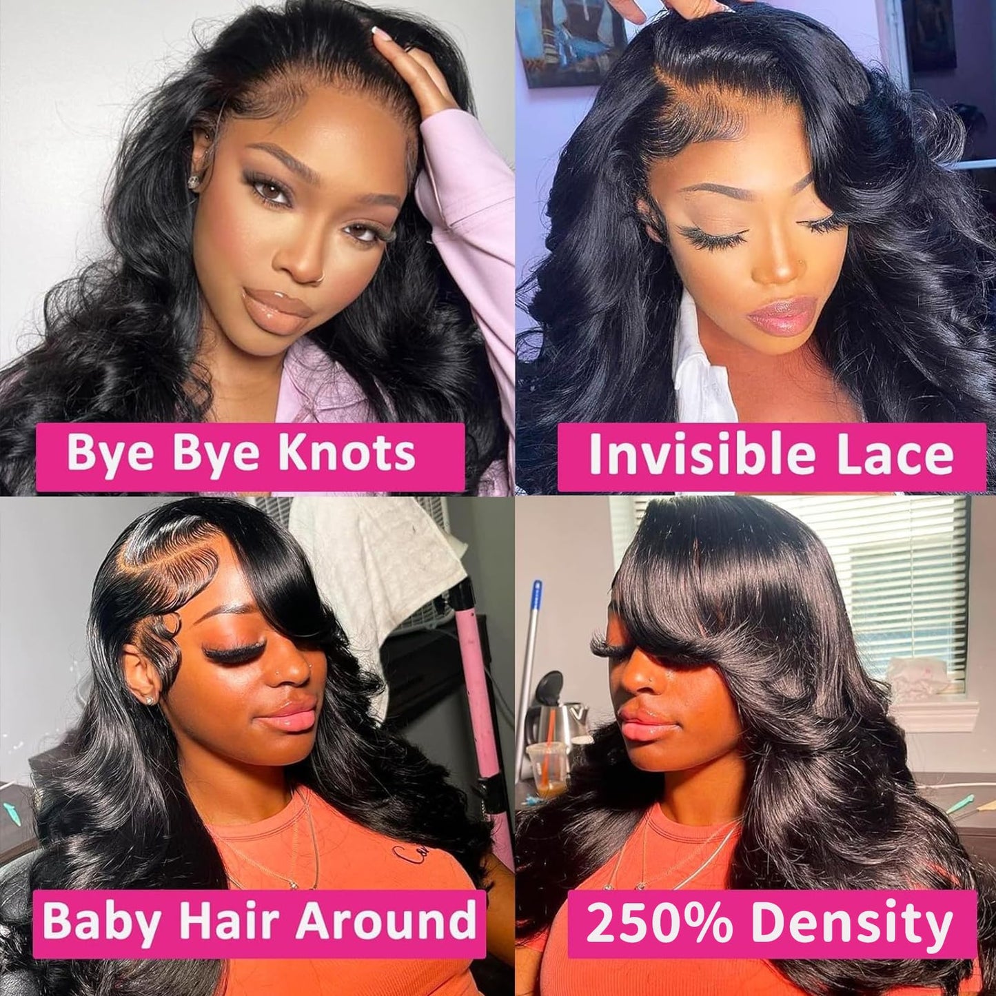 ANDRIA 13x4 HD Lace Front Wigs Body Wave Glueless Pre Plucked Lace Frontal Wigs For Black Women 250 density Loose Wave Synthetic Lace Front Wig With Baby Hair 26 Inch (Black)