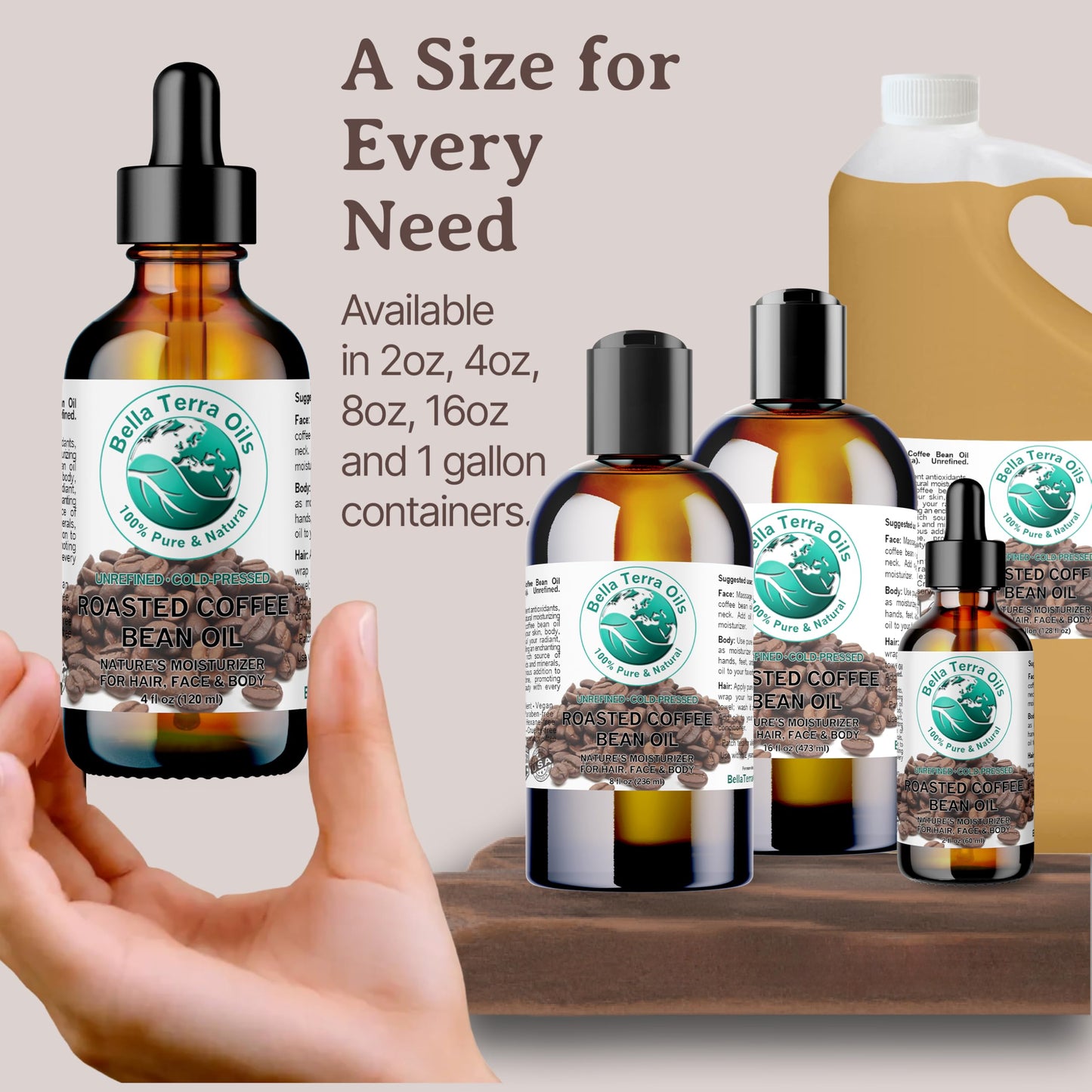 Bella Terra Oils – Roasted Bean Oil 4oz – A Symphony of Oils for Flavoring, Rich in Chlorogenic Acid, For the Love of Pure Aroma