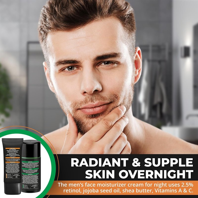 Men's Day & Night Skincare Set - Anti-Aging Moisturizer & Retinol Night Cream | Organic Ingredients