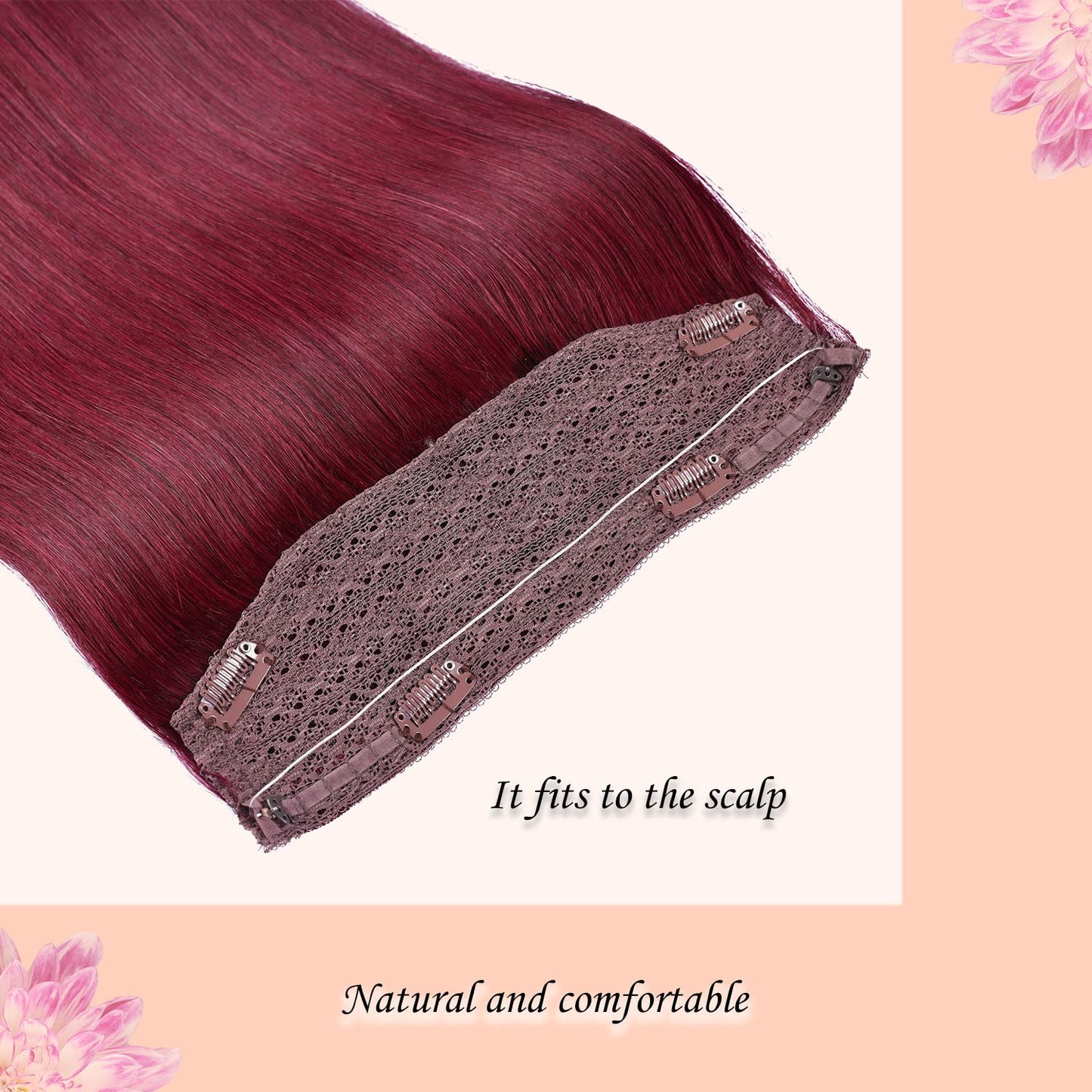 Halo Hair Extensions Real Human Hair - Straight&Invisible Red Clip Real Remy,Halo Extensions Human Hair 12inch 70g
