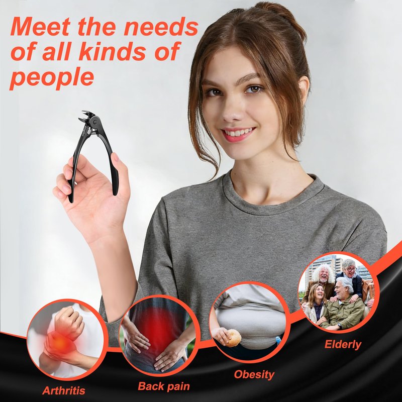 Kingfun Long Handled Toenail Clippers for Seniors - Ergonomic Non-Slip Grip Toe Nail Clippers for Thick Nails for Elderly with Pro-Grade Steel File