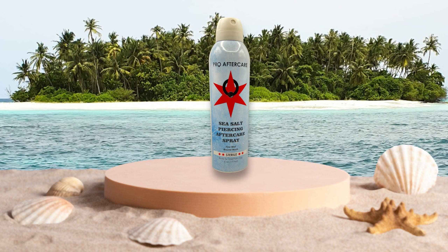 Pro Aftercare Spray Sterilizing Saline Spray for Piercings Piercing Cleaner Spray for Ears, Nose - Saline Solution for Piercings, Piercing Bumps, Keloid Bumps & Wounds 6oz Family size.
