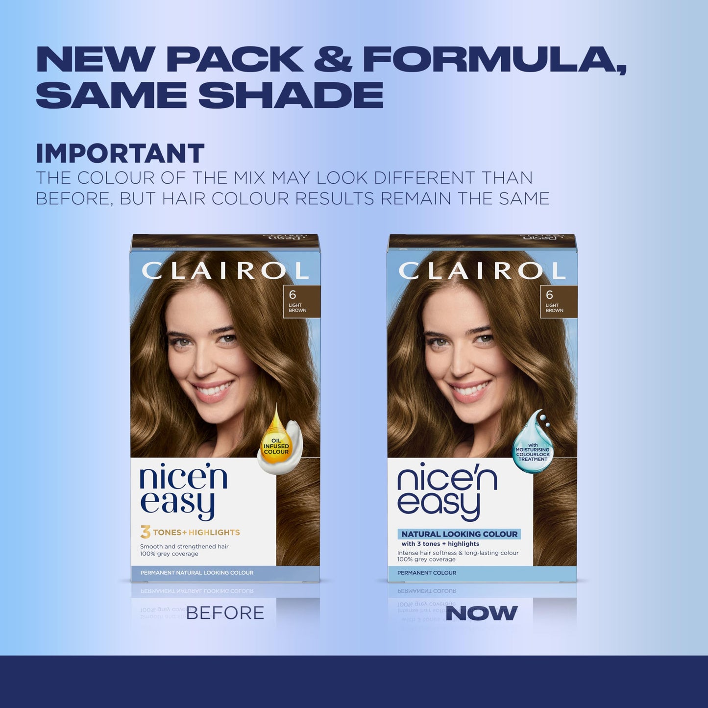 Clairol Nice'n Easy Permanent Hair Dye, 6 Light Brown | 100% Gray Coverage | Long‑Lasting, Natural‑Looking Color & Shine | Pack of 1