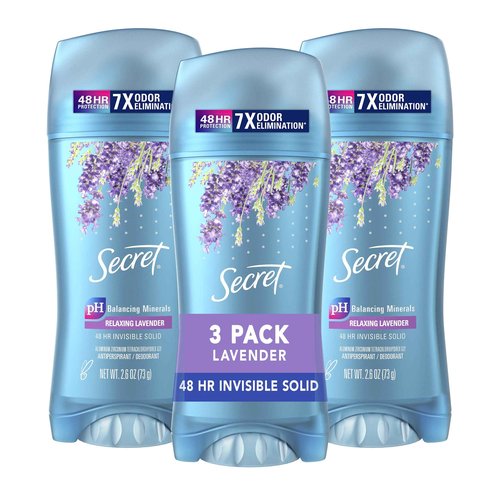 Secret Fresh Antiperspirant and Deodorant Invisible Solid, Luxe Lavender, 3 Count