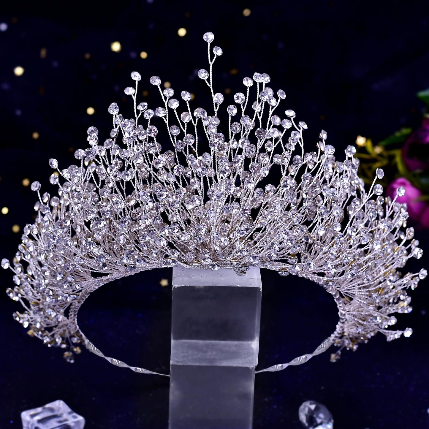 Queen Tiaras and Crowns Bridal Wedding Headband Crystal Tiara Crown, Birthday Party Wedding Pageant Hair Accessories (Silver/Single crown)