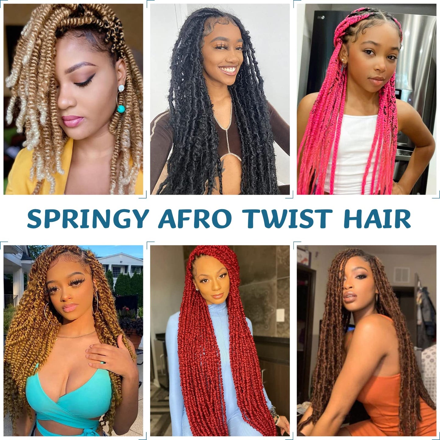 Springy Afro Twist Hair 36 Inch 8 Packs 1B Marley Hair Pre-fluffed Spring Twist Hair Twisted Up Kinky Twist Cuban Twist Crochet Hair Pre-separated Braiding Hair For Black Women (36inch, 1b, 8packs)