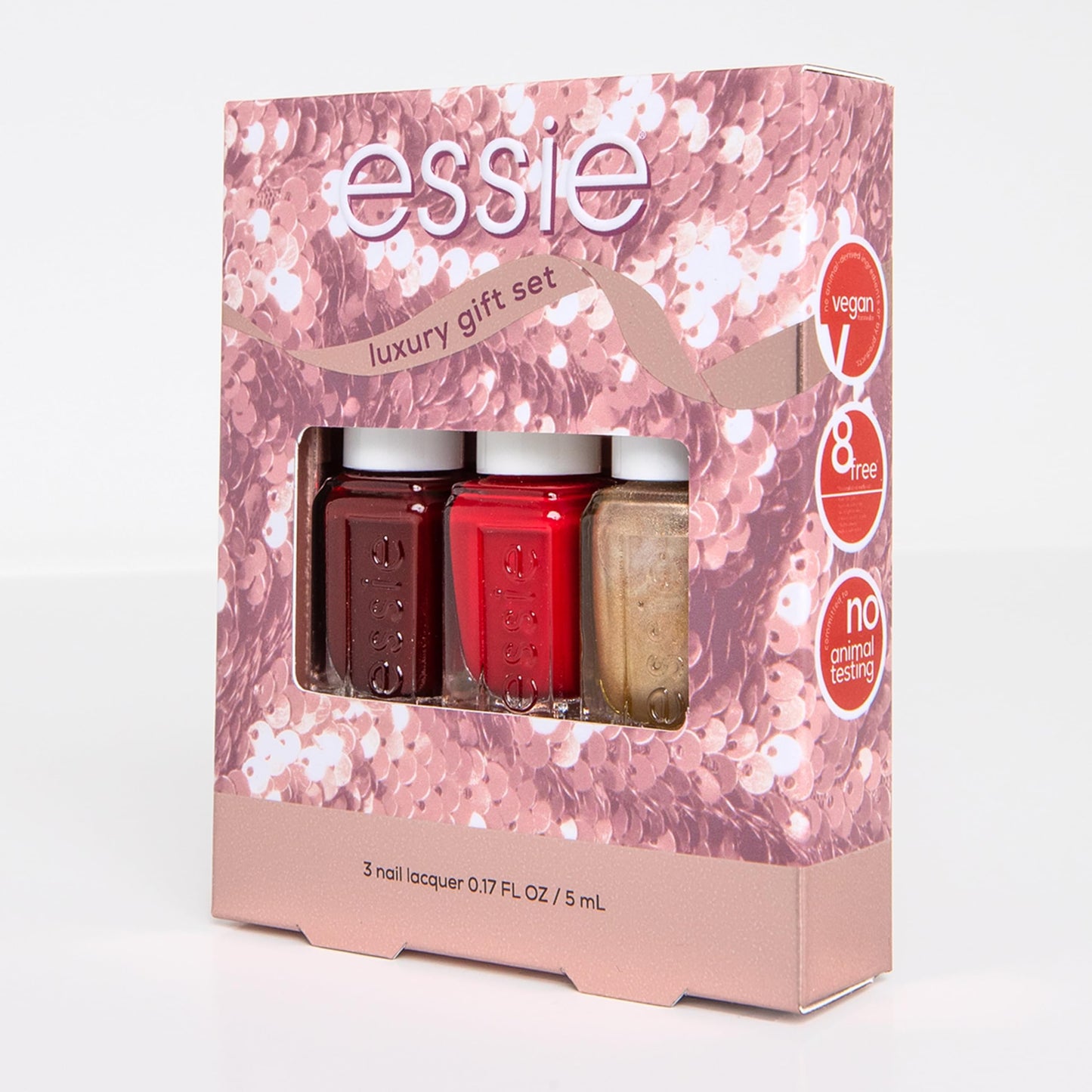 essie Nail Polish, 8-Free Vegan, 3 Piece Holiday Nail Polish Set, 1 Kit