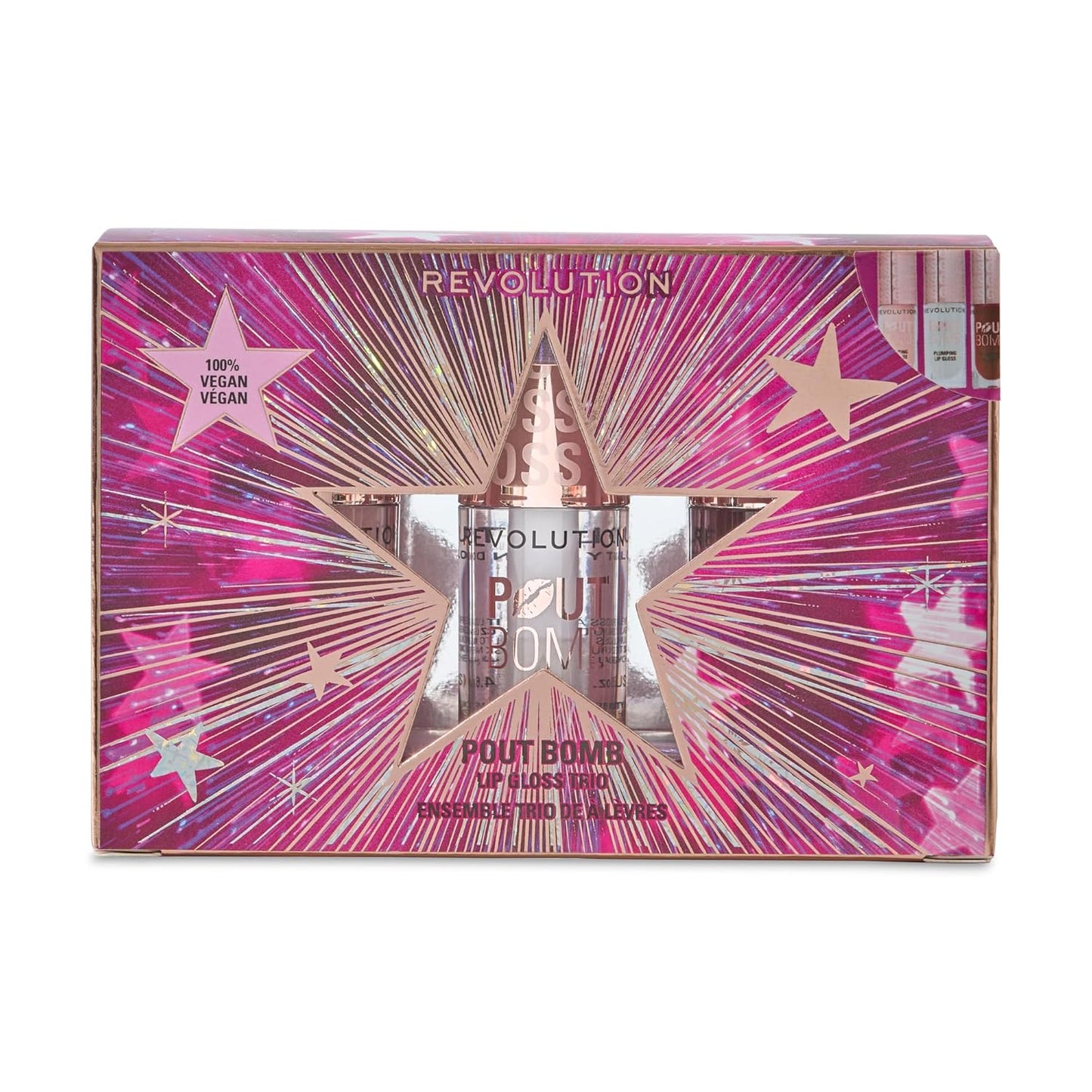 Plumping Lip Gloss Trio Gift Set - 3 Full-Size Glosses with Hyaluronic Acid & Peptides | Vegan & Cruelty-Free