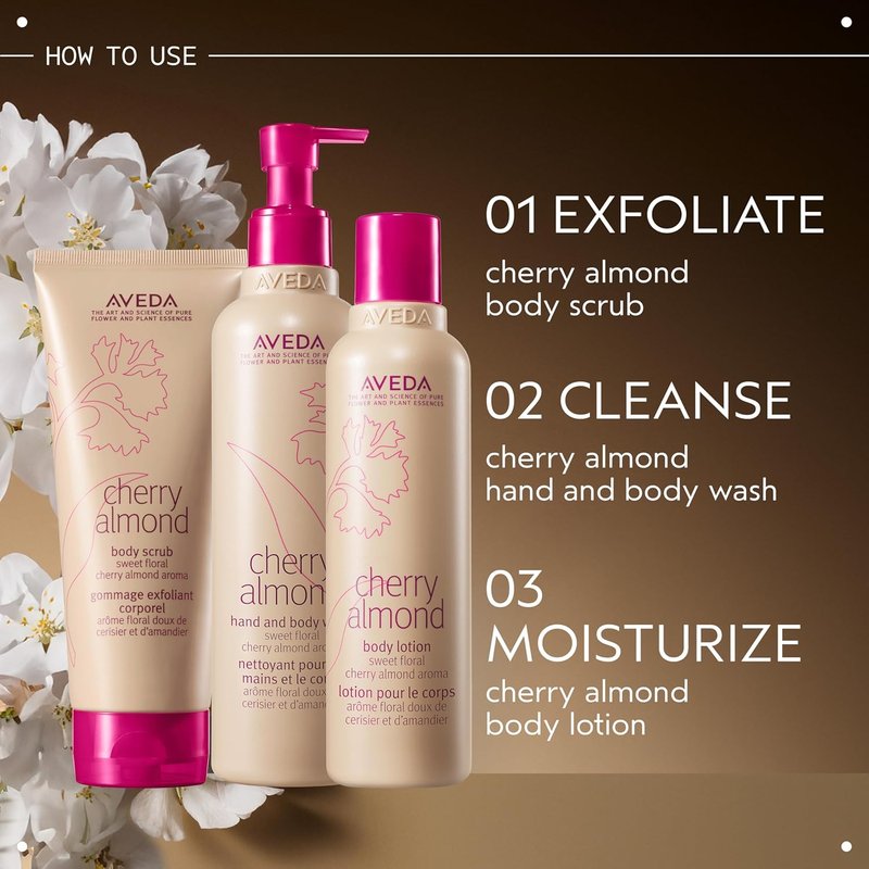 Aveda Cherry Almond Hand & Body Wash - Sweet Almond Oil & Cherry Blossom | Floral Aroma with Ylang Ylang, 97% Naturally Derived