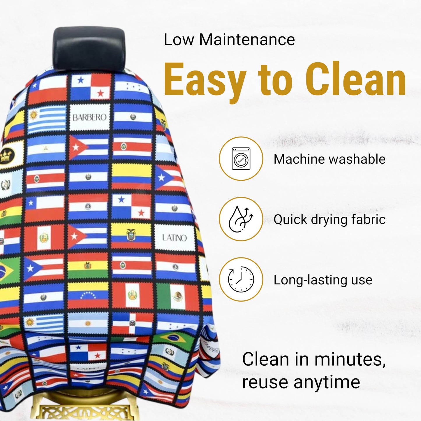 King Midas Barber Hair Cutting Cape for Men & Women - Adjustable Neck Hair Cape for Haircuts with Snap Button, Bandana Barber Cape - Flags – Latino