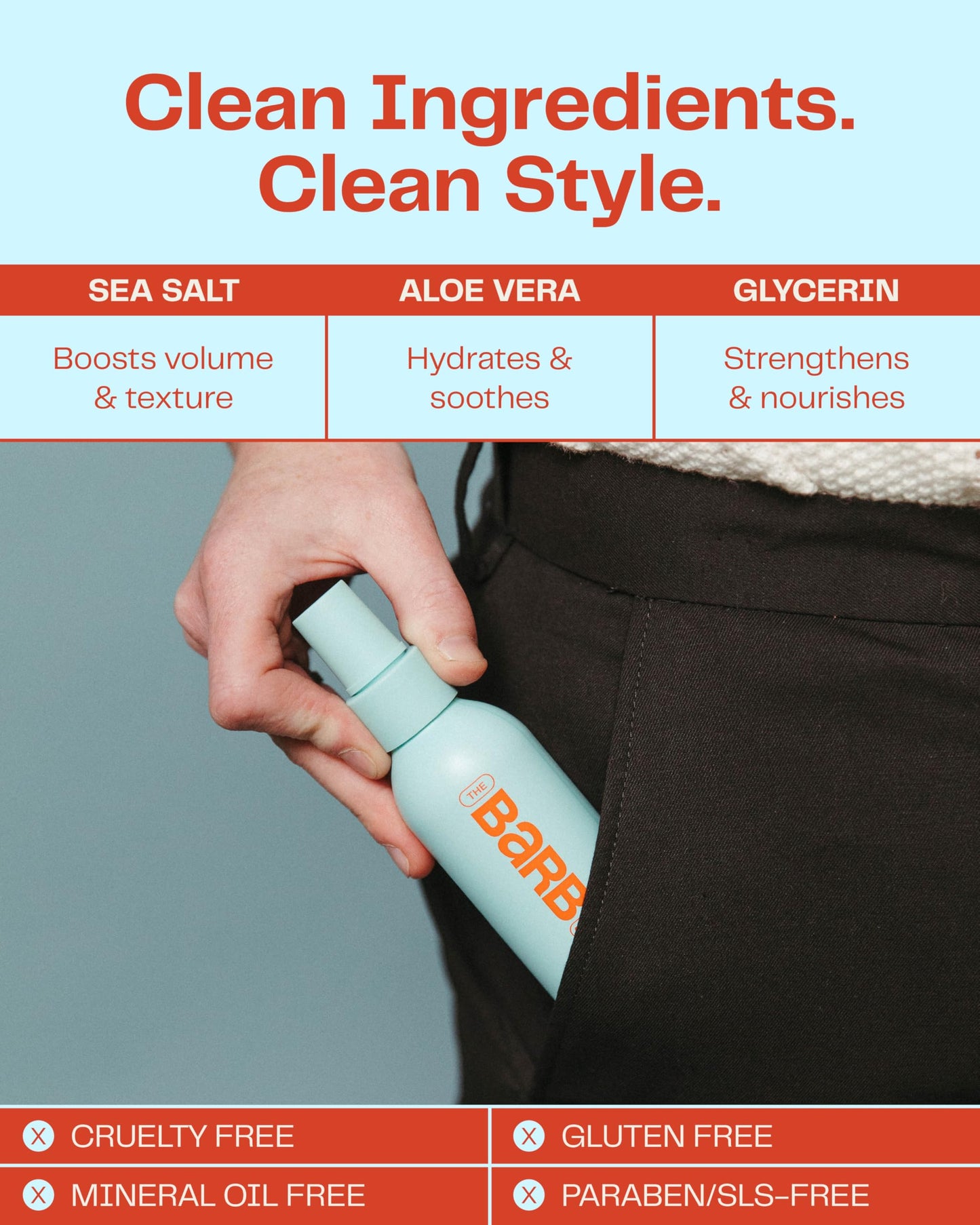 Barb Sea Salt Spray for Hair - Texturizing Beach Wave Spray for Thin and Thick Hair - Soft Matte Finish, Light Hold - Original Scent - 4 oz