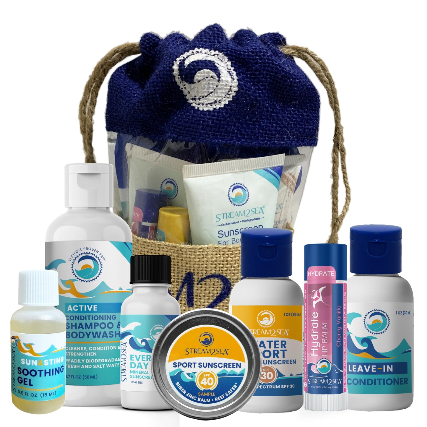 STREAM 2 SEA Natural Hair & Skin Care Gift Set, Travel Kit