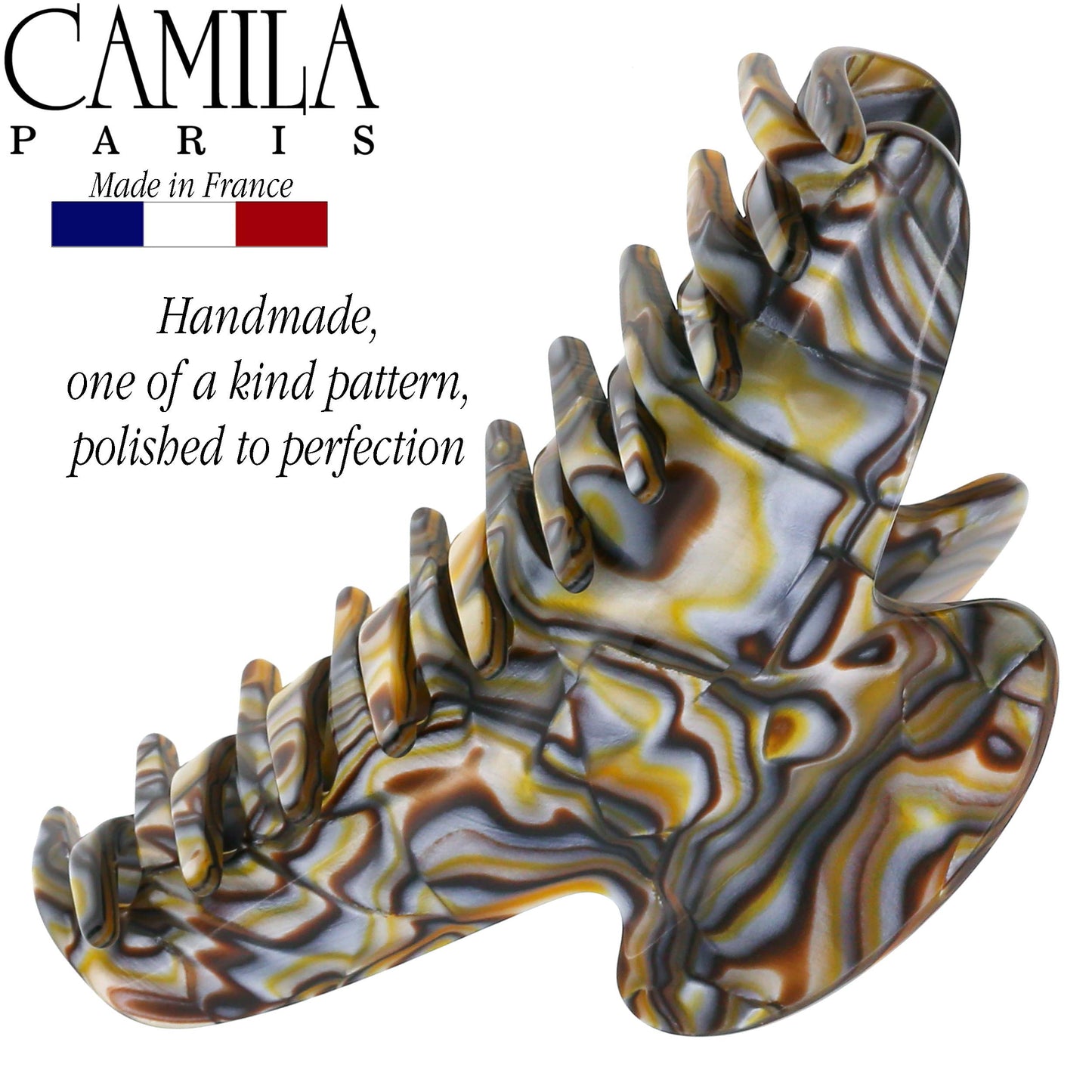 Camila Paris CP3036 French Hair Clip for Thick, Long, Curly & Wavy Hair - Handmade Onyx, Girls' Big Claw Clip, Strong Hold