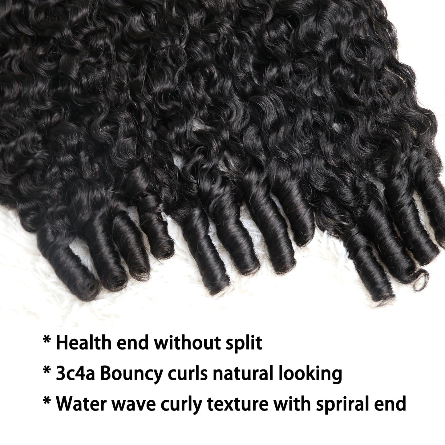 Curly Human Hair Bundles 16 Inches Water Wave Burmese Curly Bundles Human Hair Weave with Spiral End 3c4a Quick Weave Hair Bundles for Women Natural Black 1 Bundle